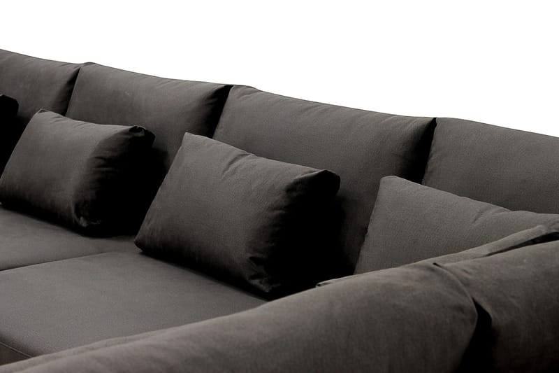 Grande 6-sits U-Soffa med Divan Vänster - Mörkgrå Sammet - Möbler - Soffa - Sammetssoffa