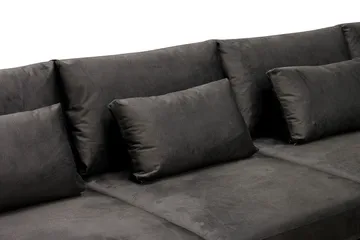 Grande 6-sits U-Soffa med Divan Vänster - Mörkgrå Sammet - Möbler - Soffa - Sammetssoffa