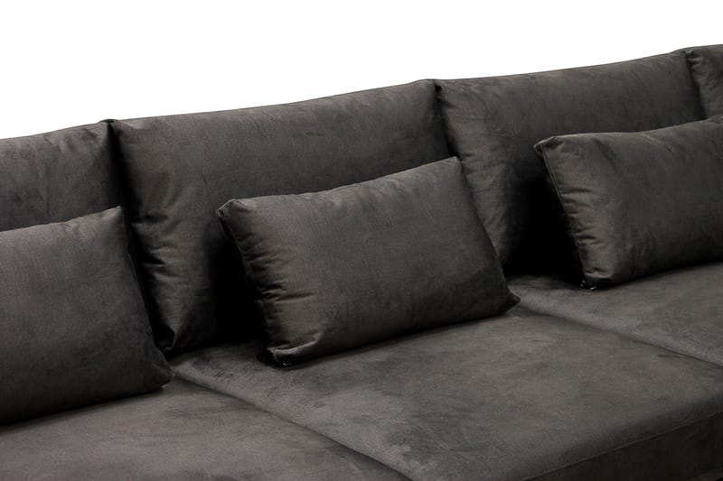 Grande 6-sits U-Soffa med Divan Vänster - Mörkgrå Sammet - Möbler - Soffa - Sammetssoffa