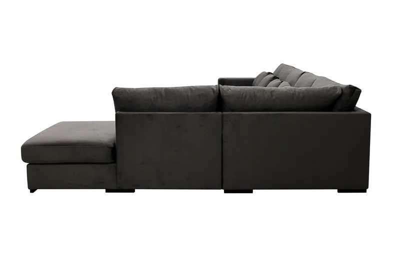 Grande 6-sits U-Soffa med Divan Vänster - Mörkgrå Sammet - Möbler - Soffa - Sammetssoffa