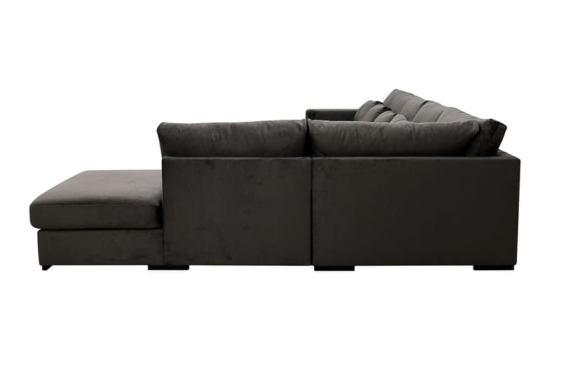 Grande 6-sits U-Soffa med Divan Vänster - Mörkgrå Sammet - Möbler - Soffa - Sammetssoffa