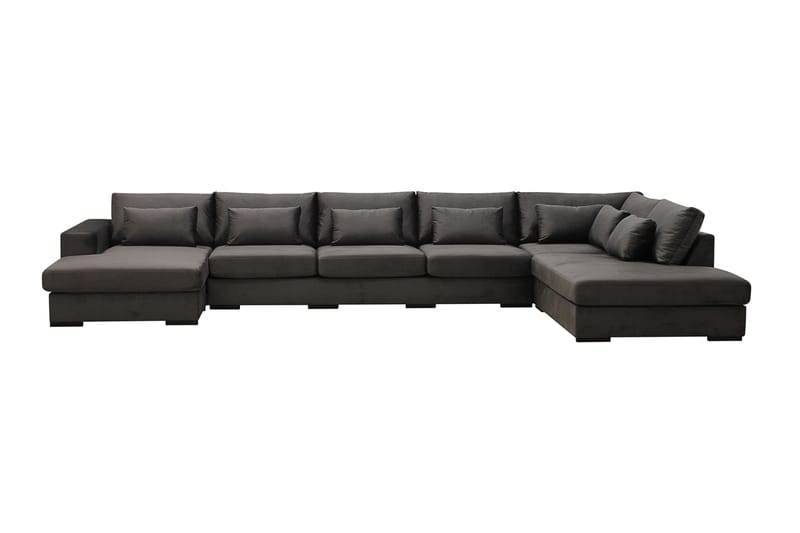 Grande 6-sits U-Soffa med Divan Vänster - Mörkgrå Sammet - Möbler - Soffa - Sammetssoffa