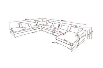 Grande Stor 7-sits U-Soffa med Divan Höger - Beige Sammet - Möbler - Soffa - Sammetssoffa