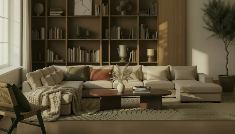 Grande Stor 7-sits U-Soffa med Divan Höger - Beige Tyg - Möbler - Soffa - Modulsoffa - Komplett modulsoffa