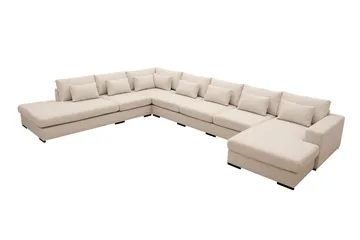 Grande Stor 7-sits U-Soffa med Divan Höger - Beige Tyg - Möbler - Soffa - Modulsoffa - Komplett modulsoffa