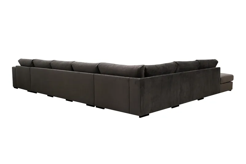 Grande Stor 7-sits U-Soffa med Divan Höger - Mörkgrå Sammet - Möbler - Soffa - Modulsoffa - Komplett modulsoffa