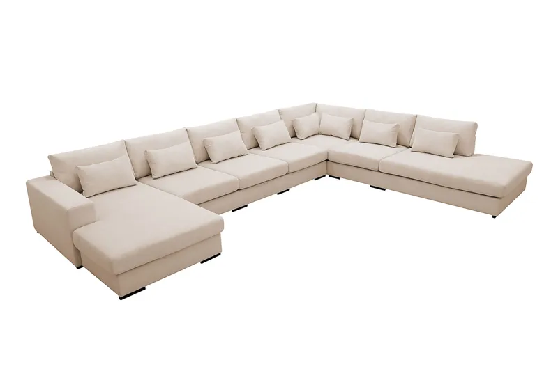 Grande Stor 7-sits U-Soffa med Divan Vänster - Beige Manchester - Möbler - Soffa - Modulsoffa - Komplett modulsoffa