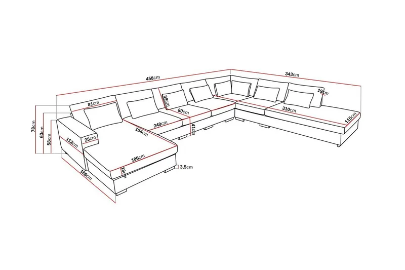 Grande Stor 7-sits U-Soffa med Divan Vänster - Beige Manchester - Möbler - Soffa - Modulsoffa - Komplett modulsoffa