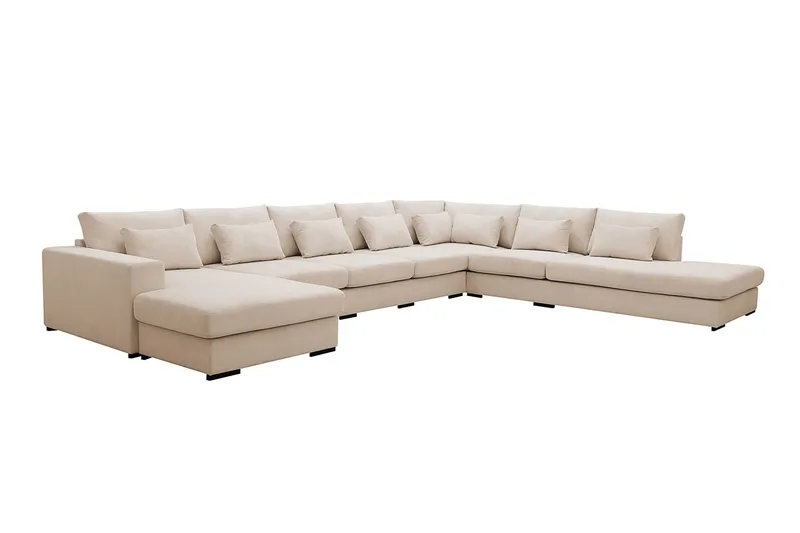 Grande Stor 7-sits U-Soffa med Divan Vänster - Beige Manchester - Möbler - Soffa - Modulsoffa - Komplett modulsoffa