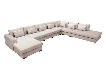 Grande Stor 7-sits U-Soffa med Divan Vänster - Beige Sammet - Möbler - Soffa - Sammetssoffa