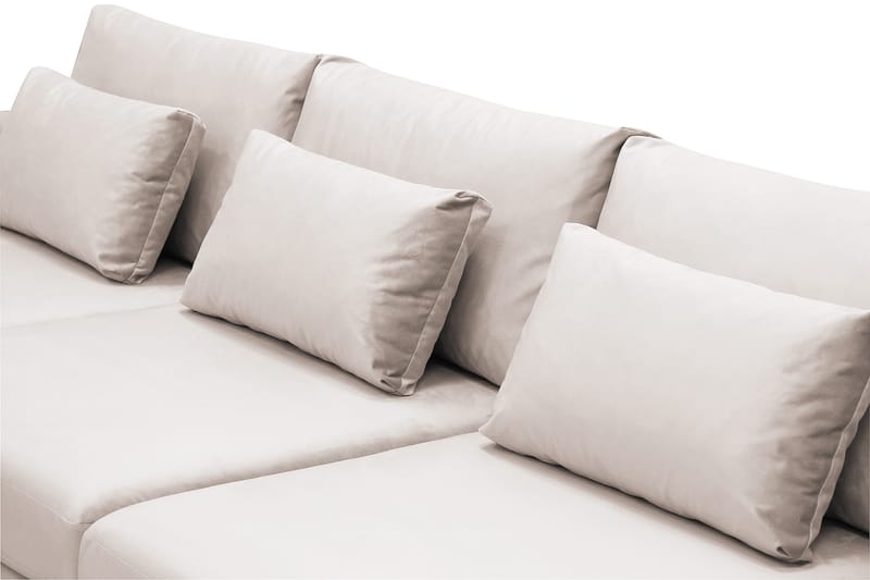 Grande Stor 7-sits U-Soffa med Divan Vänster - Beige Sammet - Möbler - Soffa - Sammetssoffa