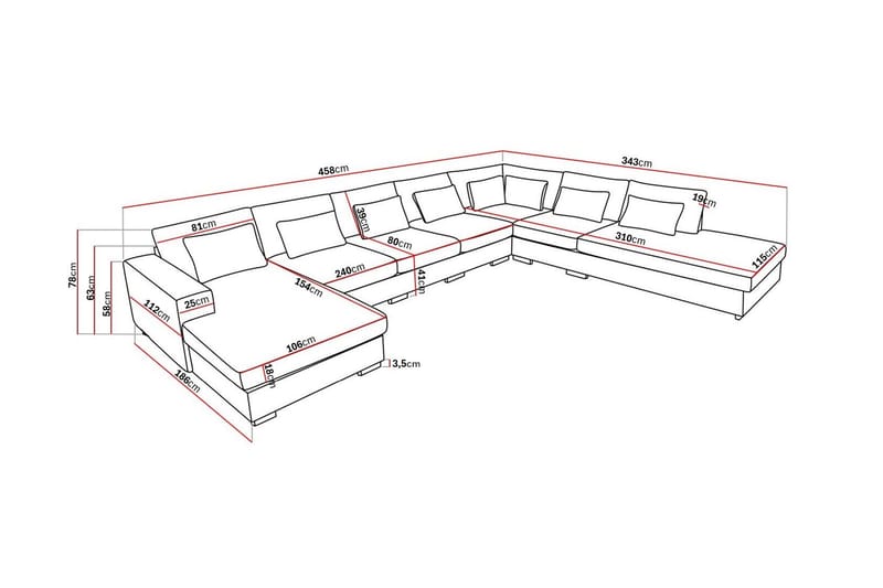 Grande Stor 7-sits U-Soffa med Divan Vänster - Beige Sammet - Möbler - Soffa - Sammetssoffa