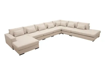 Grande Stor 7-sits U-Soffa med Divan Vänster - Beige Tyg - Möbler - Soffa - Modulsoffa - Komplett modulsoffa