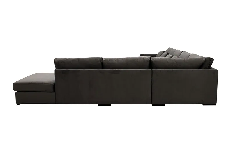 Grande Stor 7-sits U-Soffa med Divan Vänster - Mörkgrå Sammet - Möbler - Soffa - Sammetssoffa
