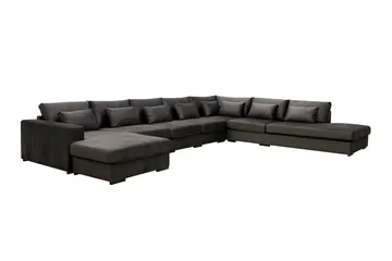 Grande Stor 7-sits U-Soffa med Divan Vänster - Mörkgrå Sammet - Möbler - Soffa - Modulsoffa - Komplett modulsoffa