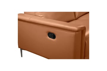 Hörnsoffa 3-sits Lund Cognac, Läder/PU, Höger manuell vilstol - Cognac, Läder/PU, Höger manuell vilstol - Möbler - Soffa - Biosoffa & reclinersoffa