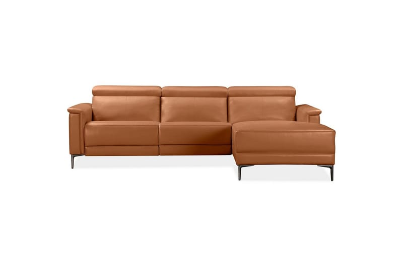 Hörnsoffa 3-sits Lund Cognac, Läder/PU, Höger manuell vilstol - Cognac, Läder/PU, Höger manuell vilstol - Möbler - Soffa - Biosoffa & reclinersoffa