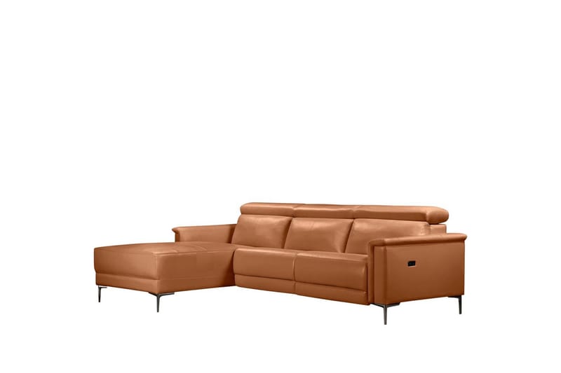 Hörnsoffa 3-sits Lund Cognac, Läder/PU, Vänster Elektrisk Fåtölj - Cognac, Läder/PU, Vänster Elektrisk Fåtölj - Möbler - Soffa - Biosoffa & reclinersoffa