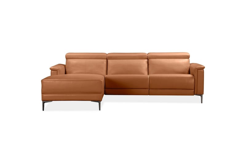 Hörnsoffa 3-sits Lund Cognac, Läder/PU, Vänster Elektrisk Fåtölj - Cognac, Läder/PU, Vänster Elektrisk Fåtölj - Möbler - Soffa - Biosoffa & reclinersoffa