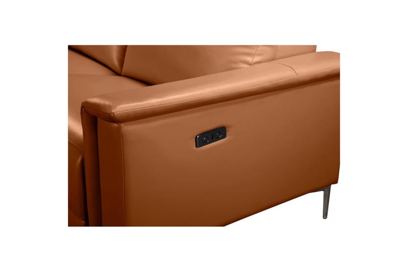 Hörnsoffa 3-sits Lund Cognac, Läder/PU, Vänster Elektrisk Fåtölj - Cognac, Läder/PU, Vänster Elektrisk Fåtölj - Möbler - Soffa - Biosoffa & reclinersoffa