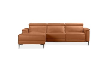 Hörnsoffa 3-sits Lund Cognac, Läder/PU, Vänster Manuell Fåtölj - Cognac, Läder/PU, Vänster Manuell Fåtölj - Möbler - Soffa - Biosoffa & reclinersoffa