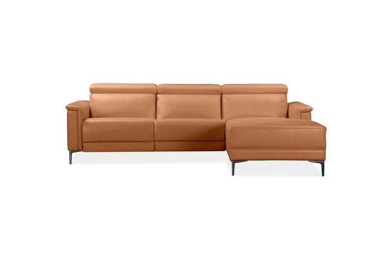 Hörnsoffa 3-sits Lund Cognac, PU, Höger elektrisk vilstol - Cognac, PU, Höger elektrisk vilstol - Möbler - Soffa - Biosoffa & reclinersoffa