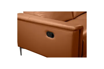 Hörnsoffa 3-sits Lund Cognac, PU, Höger manuell vilstol - Cognac, PU, Höger manuell vilstol - Möbler - Soffa - Biosoffa & reclinersoffa