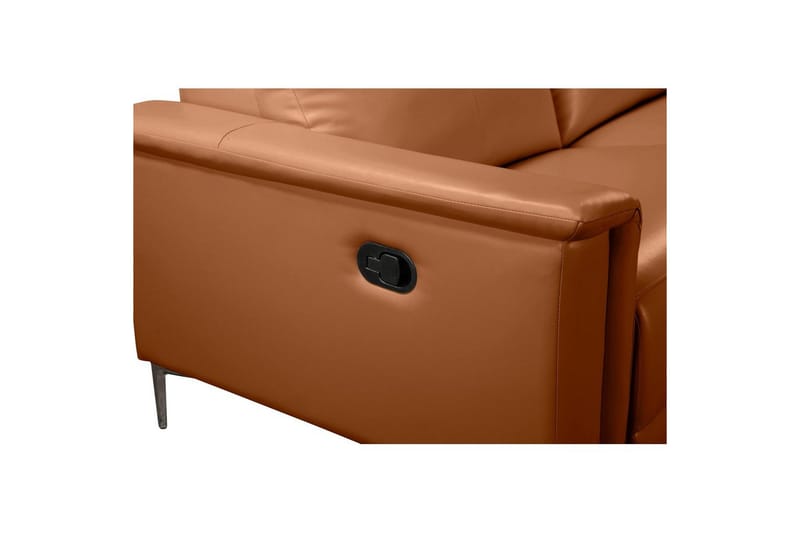 Hörnsoffa 3-sits Lund Cognac, PU, Höger manuell vilstol - Cognac, PU, Höger manuell vilstol - Möbler - Soffa - Biosoffa & reclinersoffa