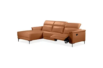 Hörnsoffa 3-sits Lund Cognac, PU, Vänster Manuell Fåtölj - Cognac, PU, Vänster Manuell Fåtölj - Möbler - Soffa - Biosoffa & reclinersoffa