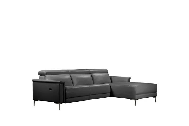 Hörnsoffa 3-sits Lund Grå, Läder/PU, Höger elektrisk vilstol - Grå, Läder/PU, Höger elektrisk vilstol - Möbler - Soffa - Biosoffa & reclinersoffa