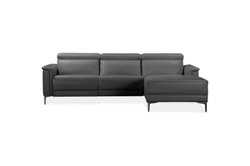 Hörnsoffa 3-sits Lund Grå, Läder/PU, Höger elektrisk vilstol - Grå, Läder/PU, Höger elektrisk vilstol - Möbler - Soffa - Biosoffa & reclinersoffa