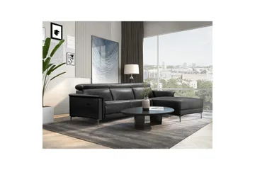 Hörnsoffa 3-sits Lund Grå, Läder/PU, Höger elektrisk vilstol - Grå, Läder/PU, Höger elektrisk vilstol - Möbler - Soffa - Biosoffa & reclinersoffa