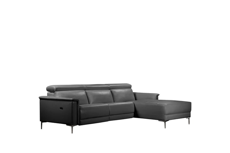 Hörnsoffa 3-sits Lund Grå, Läder/PU, Höger elektrisk vilstol - Grå, Läder/PU, Höger elektrisk vilstol - Möbler - Soffa - Biosoffa & reclinersoffa