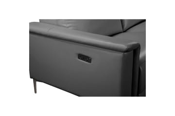 Hörnsoffa 3-sits Lund Grå, Läder/PU, Höger elektrisk vilstol - Grå, Läder/PU, Höger elektrisk vilstol - Möbler - Soffa - Biosoffa & reclinersoffa