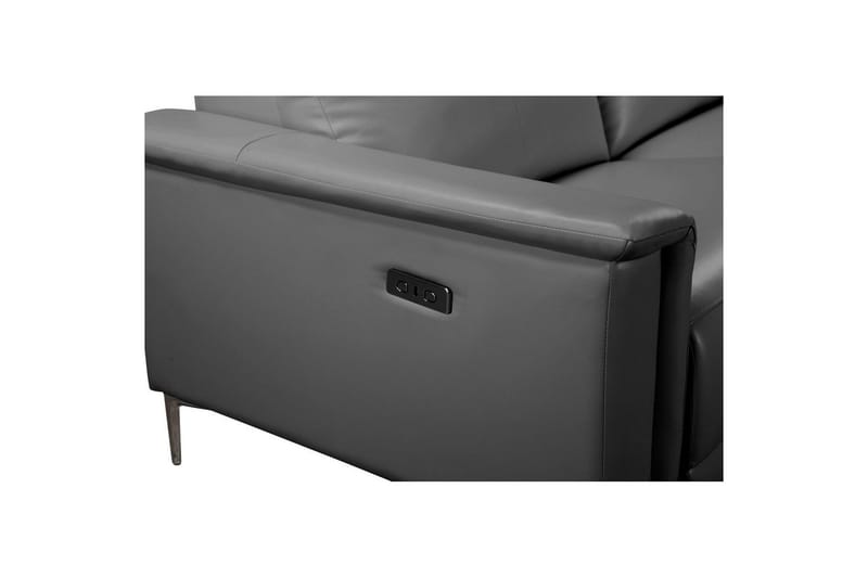 Hörnsoffa 3-sits Lund Grå, Läder/PU, Höger elektrisk vilstol - Grå, Läder/PU, Höger elektrisk vilstol - Möbler - Soffa - Biosoffa & reclinersoffa