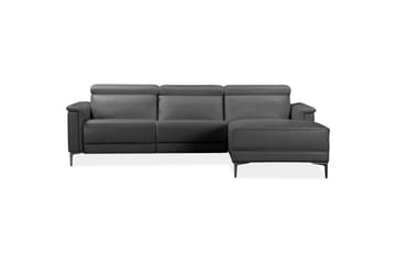 Hörnsoffa 3-sits Lund Grå, Läder/PU, Höger manuell vilstol - Grå, Läder/PU, Höger manuell vilstol - Möbler - Soffa - Biosoffa & reclinersoffa