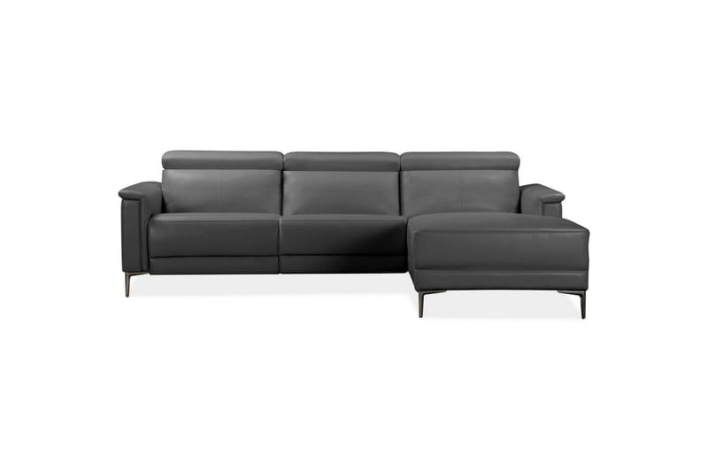 Hörnsoffa 3-sits Lund Grå, Läder/PU, Höger manuell vilstol - Grå, Läder/PU, Höger manuell vilstol - Möbler - Soffa - Biosoffa & reclinersoffa