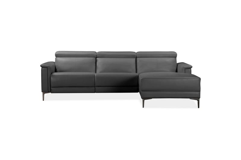 Hörnsoffa 3-sits Lund Grå, Läder/PU, Höger manuell vilstol - Grå, Läder/PU, Höger manuell vilstol - Möbler - Soffa - Biosoffa & reclinersoffa