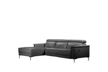 Hörnsoffa 3-sits Lund Grå, Läder/PU, Vänster Elektrisk Fåtölj - Grå, Läder/PU, Vänster Elektrisk Fåtölj - Möbler - Soffa - Biosoffa & reclinersoffa