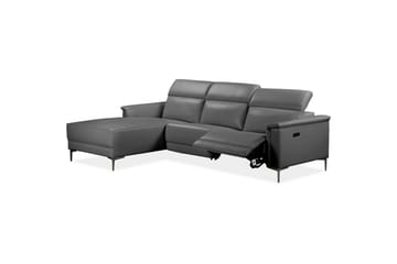 Hörnsoffa 3-sits Lund Grå, Läder/PU, Vänster Elektrisk Fåtölj - Grå, Läder/PU, Vänster Elektrisk Fåtölj - Möbler - Soffa - Biosoffa & reclinersoffa