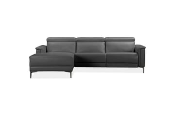 Hörnsoffa 3-sits Lund Grå, Läder/PU, Vänster Elektrisk Fåtölj - Grå, Läder/PU, Vänster Elektrisk Fåtölj - Möbler - Soffa - Biosoffa & reclinersoffa