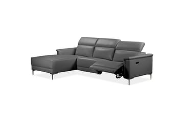 Hörnsoffa 3-sits Lund Grå, Läder/PU, Vänster Elektrisk Fåtölj - Grå, Läder/PU, Vänster Elektrisk Fåtölj - Möbler - Soffa - Biosoffa & reclinersoffa