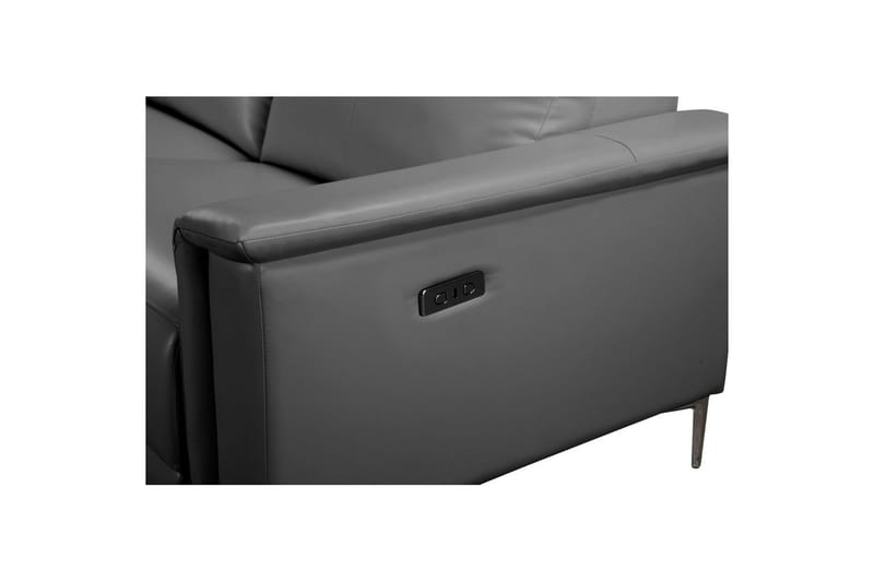 Hörnsoffa 3-sits Lund Grå, Läder/PU, Vänster Elektrisk Fåtölj - Grå, Läder/PU, Vänster Elektrisk Fåtölj - Möbler - Soffa - Biosoffa & reclinersoffa