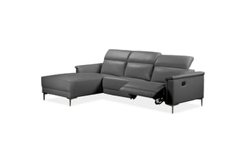 Hörnsoffa 3-sits Lund Grå, Läder/PU, Vänster Manuell Fåtölj - Grå, Läder/PU, Vänster Manuell Fåtölj - Möbler - Soffa - Biosoffa & reclinersoffa