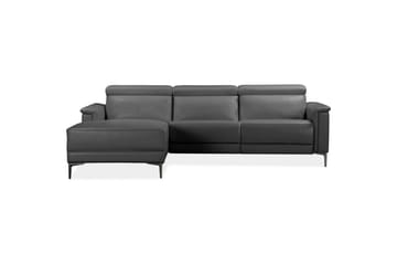 Hörnsoffa 3-sits Lund Grå, Läder/PU, Vänster Manuell Fåtölj - Grå, Läder/PU, Vänster Manuell Fåtölj - Möbler - Soffa - Biosoffa & reclinersoffa