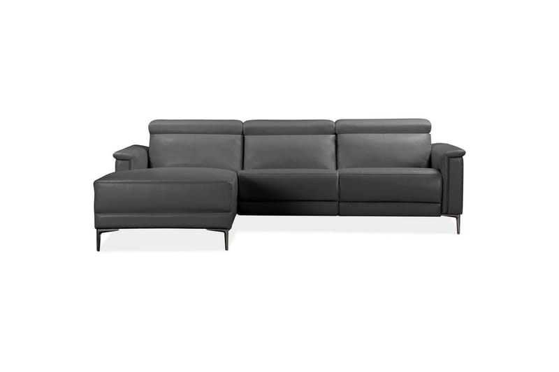 Hörnsoffa 3-sits Lund Grå, Läder/PU, Vänster Manuell Fåtölj - Grå, Läder/PU, Vänster Manuell Fåtölj - Möbler - Soffa - Biosoffa & reclinersoffa