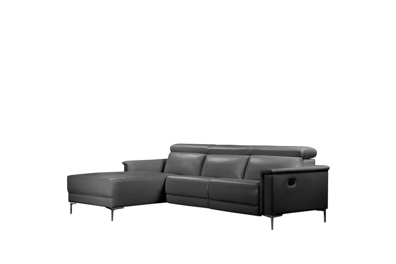 Hörnsoffa 3-sits Lund Grå, Läder/PU, Vänster Manuell Fåtölj - Grå, Läder/PU, Vänster Manuell Fåtölj - Möbler - Soffa - Biosoffa & reclinersoffa