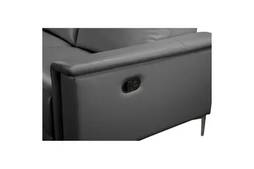 Hörnsoffa 3-sits Lund Grå, Läder/PU, Vänster Manuell Fåtölj - Grå, Läder/PU, Vänster Manuell Fåtölj - Möbler - Soffa - Biosoffa & reclinersoffa