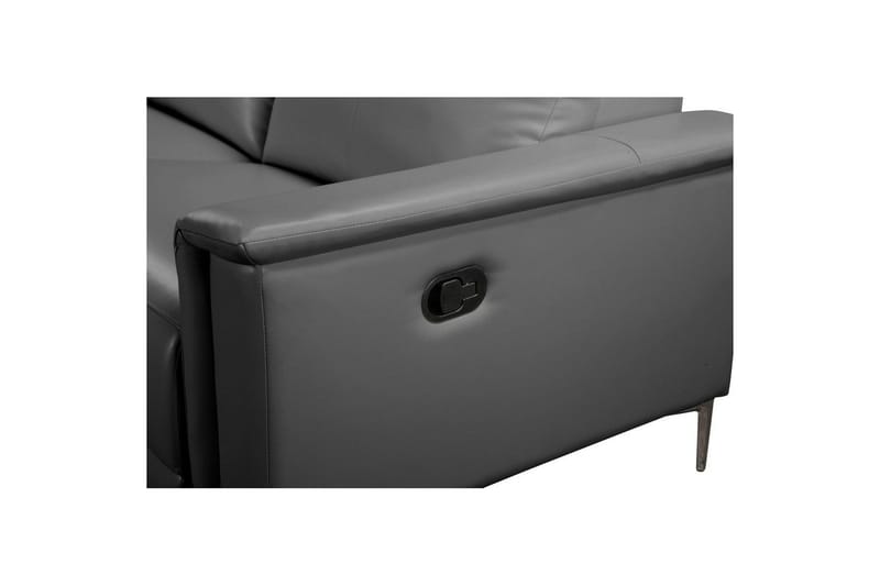 Hörnsoffa 3-sits Lund Grå, Läder/PU, Vänster Manuell Fåtölj - Grå, Läder/PU, Vänster Manuell Fåtölj - Möbler - Soffa - Biosoffa & reclinersoffa