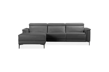 Hörnsoffa 3-sits Lund Grå, PU, Vänster Manuell Fåtölj - Grå, PU, Vänster Manuell Fåtölj - Möbler - Soffa - Biosoffa & reclinersoffa